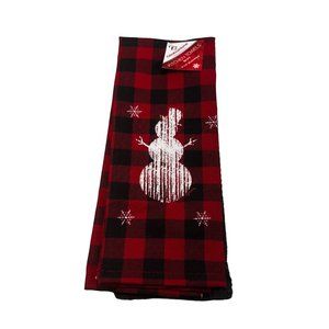 Fabulous Home 2 Pack Christmas Kitchen Towels Red Black Plaid One Plain Black